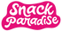 Logo of Snack Paradise with pink background and white text